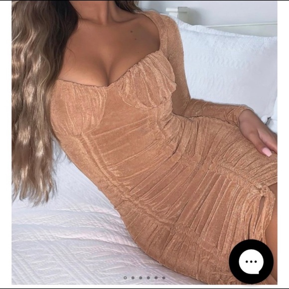 White fox nude tan dress - Picture 2 of 4